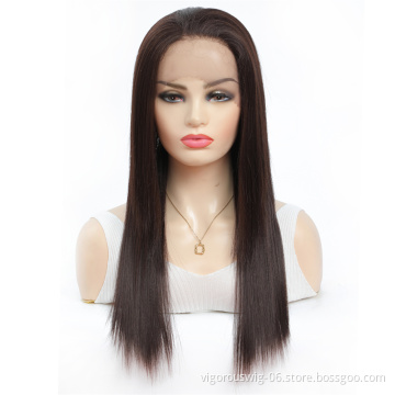 Vigorous long best free shipping wholesale color natural quality hot water silky straight synthetic invisible lace front wigs